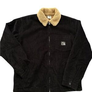 Quiksilver Sherpa Harrington Men's Black Corduroy Jacket -MEDIUM